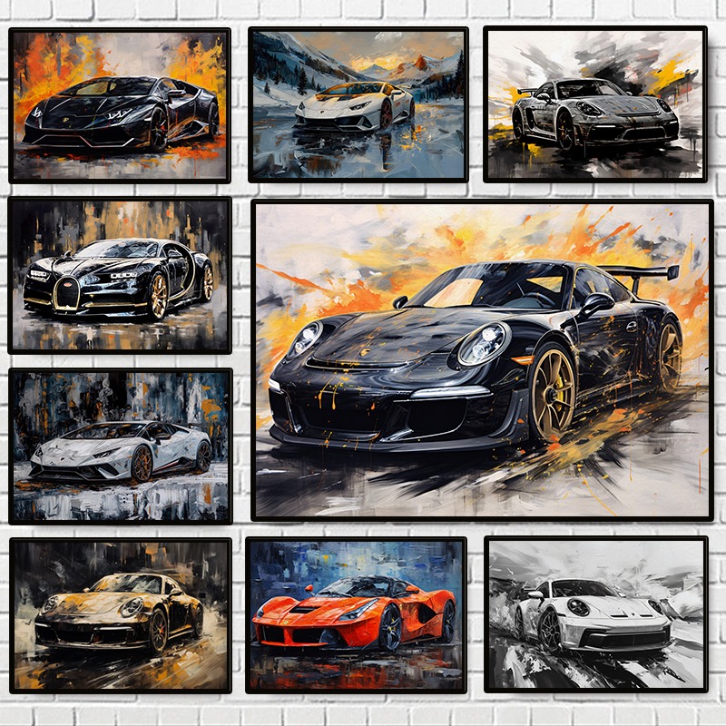 Luxury Lifestyle Store - Modern Abstract Luxury Cars Poster Colorful